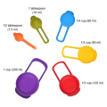 Amazon Hot Sale Colorful Plastic Measuring Cups Spoons Handle Set 6 Baking Tools